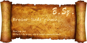Breier Szíriusz névjegykártya